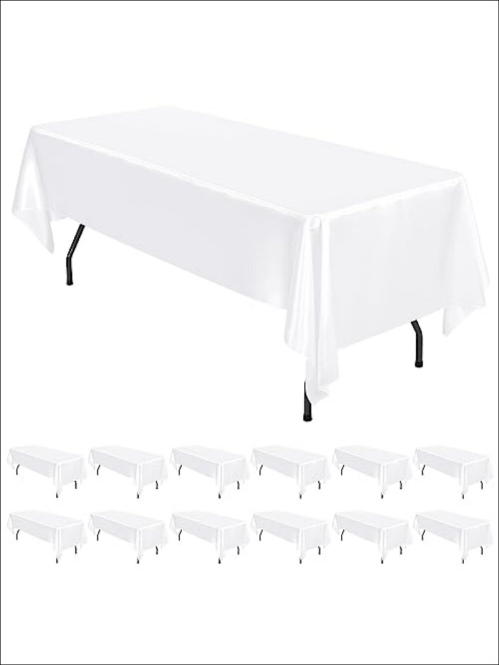 Satin Tablecloth 12 Pack 57x108 Inch Wrinkle Resistant Rectangle Dining